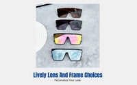 Punk Style Sunglasses, Oversized Square Frame, Outdoor Cycling, Unisex