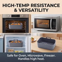 Rectangular Silicone Basket with Handles Thickened Design Cooking Pan High-Temperature Resistant Appliance Insert for Parents, Roasting, Oven, Kitchen