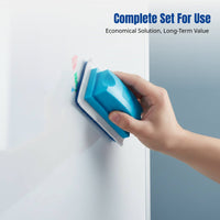 Blackboard Eraser, Whiteboard Eraser, Washable Chalk Eraser, Removable Cloth, Marker Cleaner, Set with Replacement Cloth