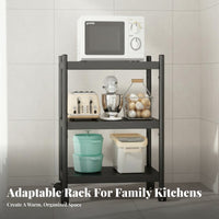 Large Capacity Movable Kitchen Storage Rack Multifunctional Floor Standing Microwave Stand Space Saving Microwave Oven Stand Heavy Duty for Homeowners, Apartment Dwellers, Office Workers, Pantry, Dining Room, Garage, Bathroom