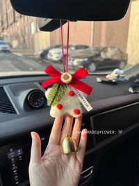车载星星手作后视镜挂件装饰礼盒装女生车内可爱用品圣诞节小礼物 粉红圣诞树挂件