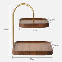 2-Tier Wooden Stand Versatile 2-Tier Serving Tray Centerpiece Two-Layer Fruit Plate for Parties, Kitchen Counter, Dresser