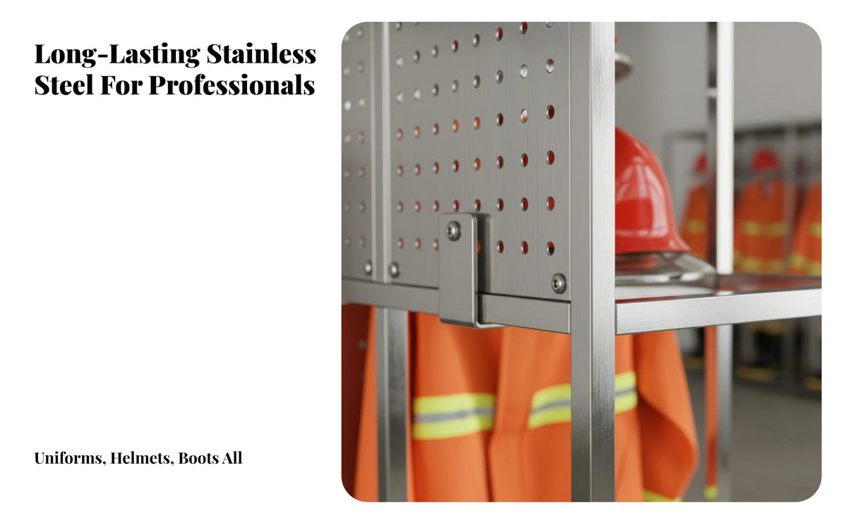 Firefighter Gear Rack Stainless Steel Rotating Crisis Equipment Stand Heavy-Duty Construction Double-Sided Turnout Gear Stand for Emergency Responders