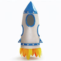Silver-Toned Spacecraft Cosplay Costume Blue Trim Spacecraft Overcoat Oval Face Opening Pointed Top for Children, Kids, Events, Stage Performance