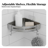 Triangular Corner Organizer Pressure-Mounted Adhesive Triangle Storage spaceSaving Wall Area Shelf for Homeowners, Students, Washstand Area, Restroom