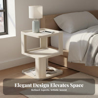 Modern Simple Design Narrow 3-Tier Table Space-Saving S-Shaped Pedestal Table Multi-Functional Nightstand Sturdy Construction for Apartment Dwellers, Homeowners, Students, Bedroom, Small Areas, Living Room, Hallway