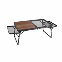 Foldable Folding Mesh Table with Side Racks Easy Assembly Portable Cook Station Lightweight Camping Furniture Sturdy Construction for Picnickers, Families, Tailgaters, Picnics, Barbecues, Tailgating, Backyard