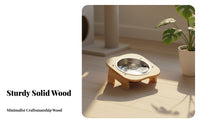 Elevated Pet Bowl Solid Wood Frame Wooden Pet Bowl Stand Anti-Tip Wooden Cat Food Stand for Small Dogs, Young Dogs, Indoors, Kitchen, Living Room