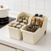 Kitchen Wagon, Gap Storage, Wagon with Casters, 2-Tier PP, Seasoning, Pot Lid Storage, White