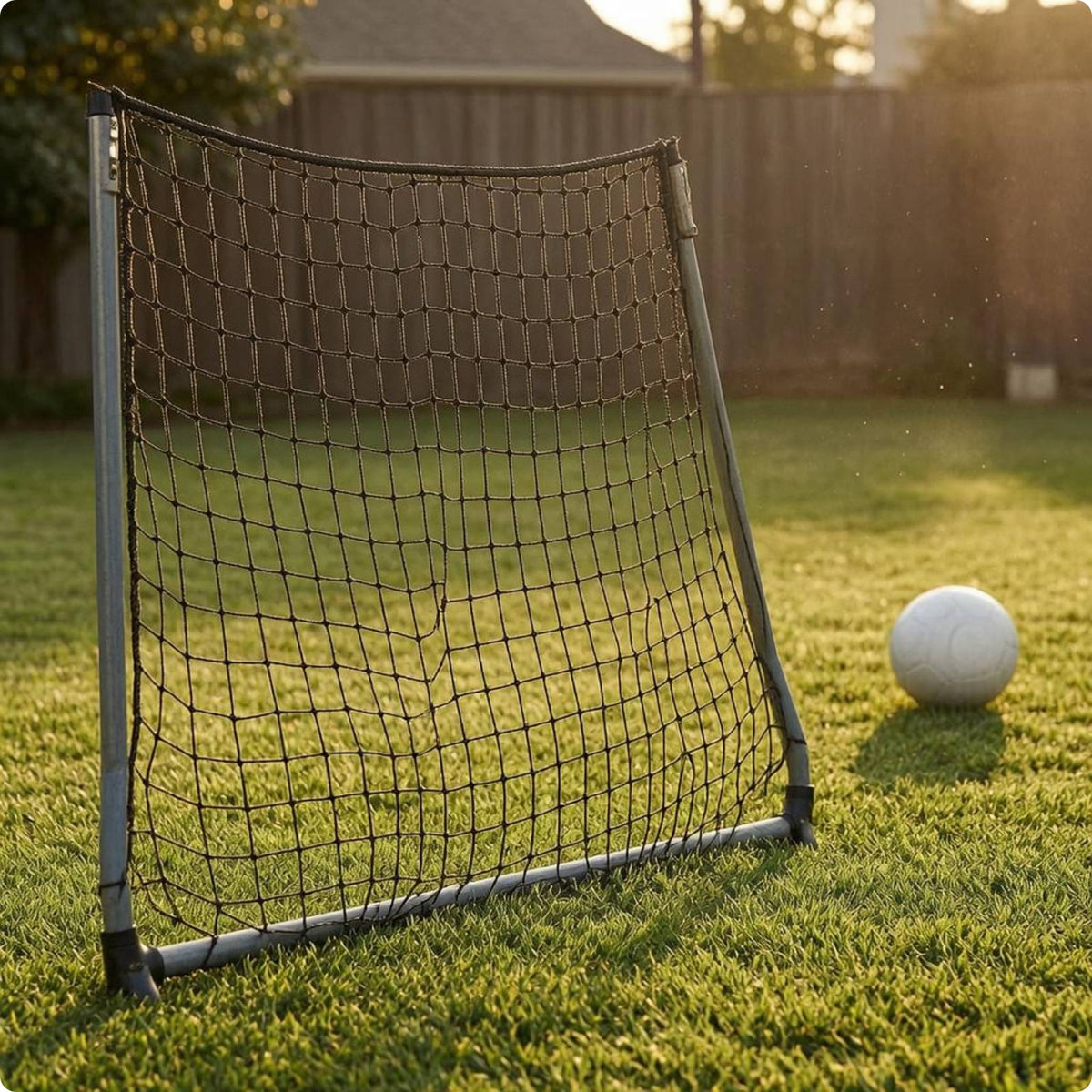 Black Soccer Rebound Net Woven Grid Replacement Rebound Net Rope-Edged Sports Gear Reinforced Edging