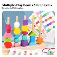 Solid Wood Construction Shape Color Sorting Toy Develops Fine Movement Skills Geometric Shape Stacking Toy Enhances Hand-Eye Coordination
