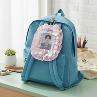 DIY Lace Plush Card Holder for 3-inch Photos and Badges, Ins-style Storage