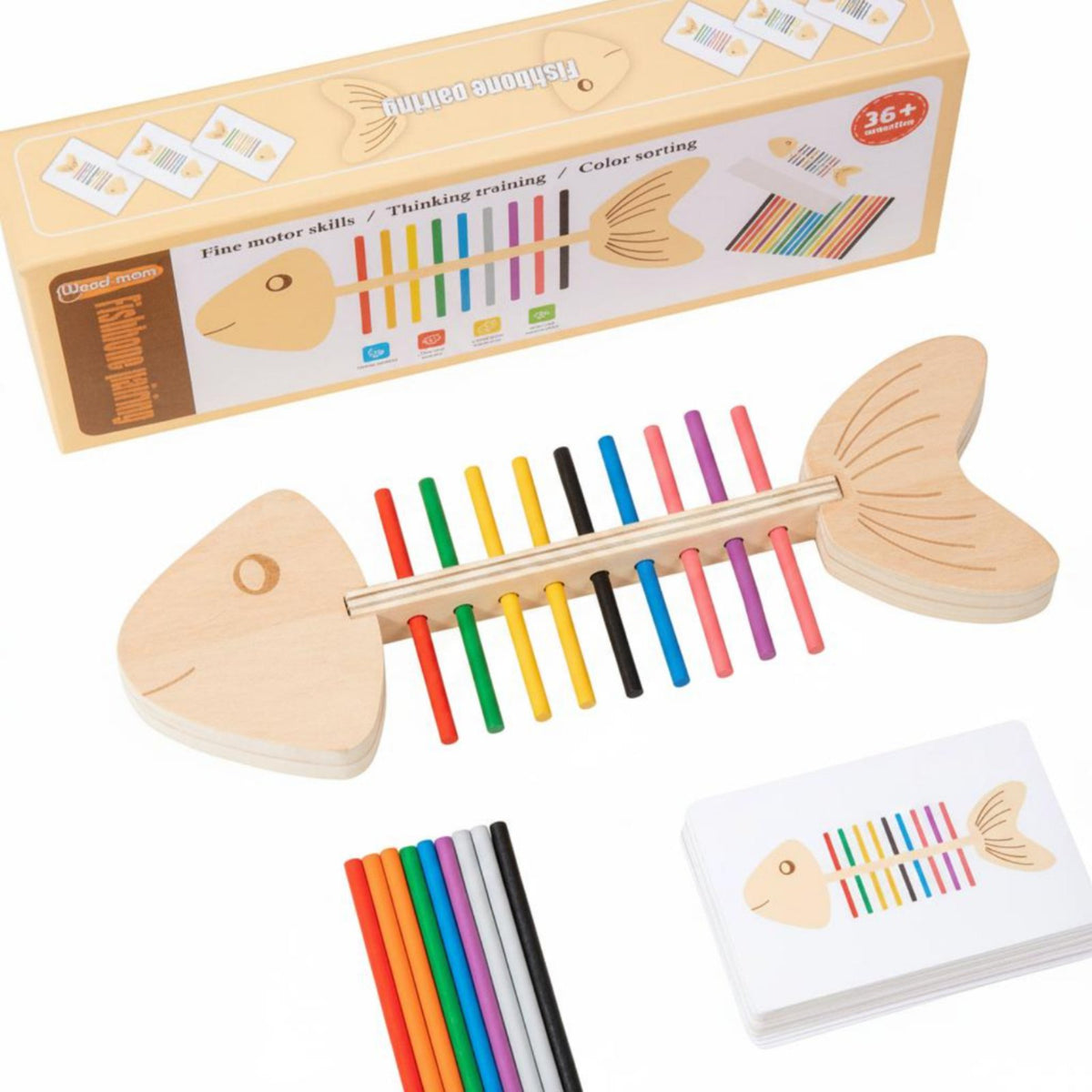 Hand-Eye Coordination Montessori Fishbone Toy Logical Thinking Crocodile Color Matching Toy for Toddlers