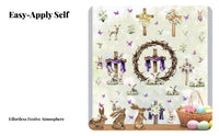 39 Pieces Easter Cross Set PVC Material Religious Easter Self Cross and Lily Window decor for Kids, Families, Walls, Home