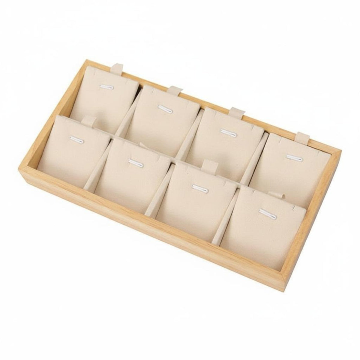 8 Slot Necklace Tray Velvet Lining Pendant Holder Jewelry Tray Wood Frame Accessory Storage for Countertop, Boutique