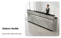 Minimalist Design Lacquered Reception Counter Easy to Clean Modern Reception Desk with Counter Scratch-Resistant Modern Front Desk Lockable Drawer for Salon Owners, Receptionists, Shopkeepers, Retail Shop, Company Lobby, Spa