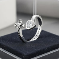 Adjustable Cross Rings Inspirational Cross Rings Metal for Women, Christians