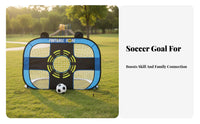 Foldable Kids' Football Net Easy Assembly Portable Soccer Net Set Includes Carrying Bag Quick-Setup for Park, Backyard, Beach