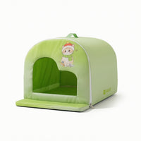 Pet Cooling House Portable Pet House with Curtain Cooling Den Ventilated Shelter Safe for Cats, Indoor, Floor