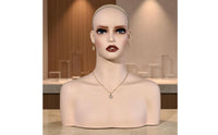 Mannequin Head with Shoulders Solid Hairpiece Display Head Elegant Look Accessory Earrings Necklace Display Bust