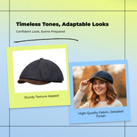 Unisex Octagonal Cap, Jean Newsboy, Street Style