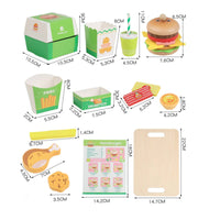 Stackable Wooden Burger Toy Smooth Edges Wooden Hamburger Toy Cartoon-Style Pretend-Play Burger Colorful for Early Learning