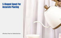 Electric Gooseneck Coffee Kettle, Adjustable Temperature, Stainless Steel, Smart Drip Over, Modern Minimalist Design