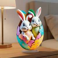 Holiday Themed Easter Bunny Egg Ornament 2D Acrylic Bunny Decoration 2D Acrylic Easter Decoration for Desktop