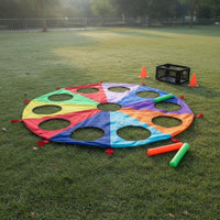 Indoor Outdoor Use Whack a Rodent Parachute Game Promotes Teamwork Rainbow Play Parachute Interactive Fun Colorful Design for Families, Adults, School Activities, Parties