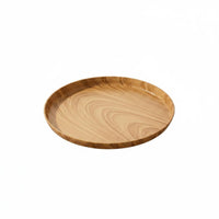 Round Wood Grain Tray Easy to Clean Wood Look Serving Plate Polished Surface