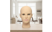 Bald Male Mannequin Head Realistic Male Mannequin Head Skin-Tone for Salons, Studios