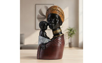 Tabletop African Mother and Child Statue Freestanding Mother Holding Child Statue Sturdy Resin Female Bust Long-Lasting for Living Room, Entryway
