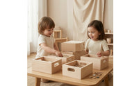 5 Pieces Wooden Boxes with Handles Farmhouse Rustic Nesting Box Sensory Play Trays Space-Saving for Children, Playrooms