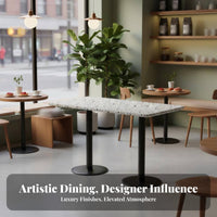 Fashion-Forward Designer Woven rear Armchair adaptable Combination Cafe Set Includes pads Commercial Seating Minimalist Aesthetic for Restaurant Owners, Interior Designers, Homeowners, Coffee Shop, Reception Area, Living Room, Balcony