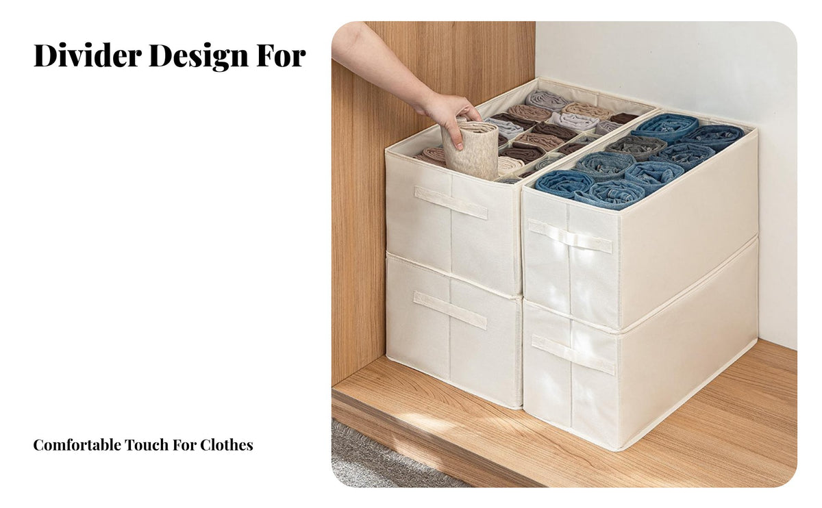 Jeans Storage Box Compartmentalized Pants Organizer Bin Space-Saving Wardrobe Clothes Organizer for Homeowners, Students, Drawer, Dorm Room, Under Bed
