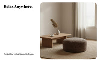 Round Pouf Pillow Wabi-Sabi Aesthetic Round Hassock Uniform Color Thick Padding for Interior Decorators, Bay Opening