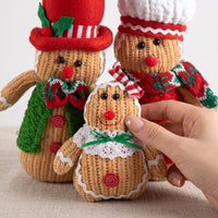 Gingerbread Family Figurine Handcrafted Gingerbread Decoration with Scarves Standing Figure for Shelves