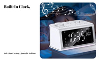 Multifunctional Ambient Sound Alarm Clock All-in-1 Bluetooth Speaker Clock Snooze Function for Heavy Sleepers, Adults, Dorm Room, Desk