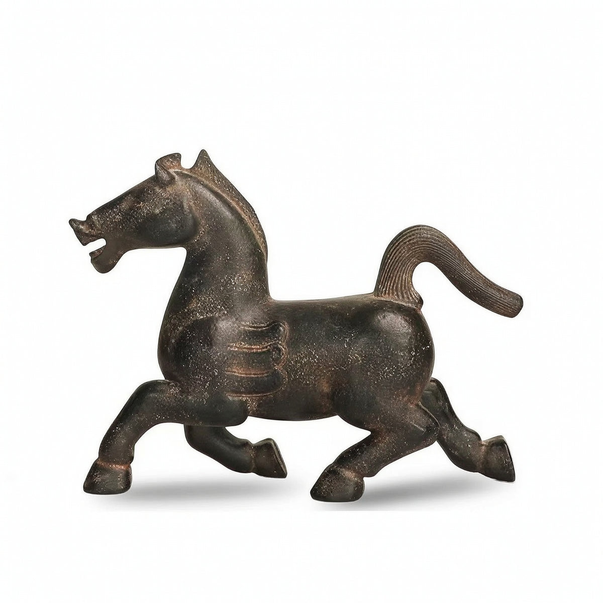 Horse Sculpture with Base Distressed Statue with Resin Finish Vintage for Office