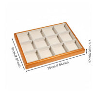 Solid Wood Frame Linen Band Holder Tray Scratch Protection Wooden Jewelry Display Tray for Dresser Top, Closet