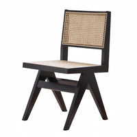 Nordic design Upholstered Canerearrest Chair sturdy Wood Frame V-Leg Cane Chair Armless Dining Seating Woven rearrest for Guesthouse Owners, Homeowners, Interior Designers, Balcony, Living Room, Restaurant, Reception Area