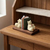 Dollhouse Bookshelf Display 1:12 Scale Mini Bookshelf Wood-Look Tiny Library Decor
