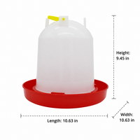 Chicken Water Dispenser Polymer Poultry Drinker, White Red Top Fill Chicken Feeders and Drinkers, Anti Roost Design for Hens