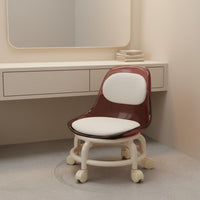 Transparent Rolling Stool with Backrest Stable Load-Bearing Acrylic Low Stool on Wheels Wheeled Low Floor Chair for Living Room
