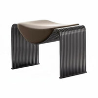 Italian Inspired M-Shaped Vanity Stool Modern Minimalist Design Indoor Seating fashion-forward design Ottoman Upholstered for Interior Designers, Apartment Dwellers, Living Room, Entryway, Walk-in Closet, Home Office
