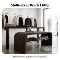 Faux Leather Surface Tufted Top Ottoman Multi-Functional Upholstered Bench With Storage Long Stool Comfortable Seating for Boutique Owners, Homeowners, Interior Designers, Entryway, Bedroom, Living Room, Clothing Shop