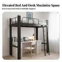 Loft Bed with Desk and Wardrobe Multi-Functional Loft Bed with Desk and Storage Raised Rail for Students, Teenagers, Dorm Room, Apartment