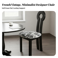 Solid Wood Frame Keyhole Back Dining Chair Unique Design French Retro Makeup Chair Ergonomic Backrest Vanity Stool for Interior Designers, Homeowners, Women, Dressing Room, Bedroom, Home Office