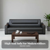Genuine Leather Wood Frame Sofa and Table collection New Chinese design Reception Seating Minimalist Design Commercial Furniture Plush Cushioning for Visitors, Corporate Buyers, Office Managers, Guest Waiting Room, Lobby