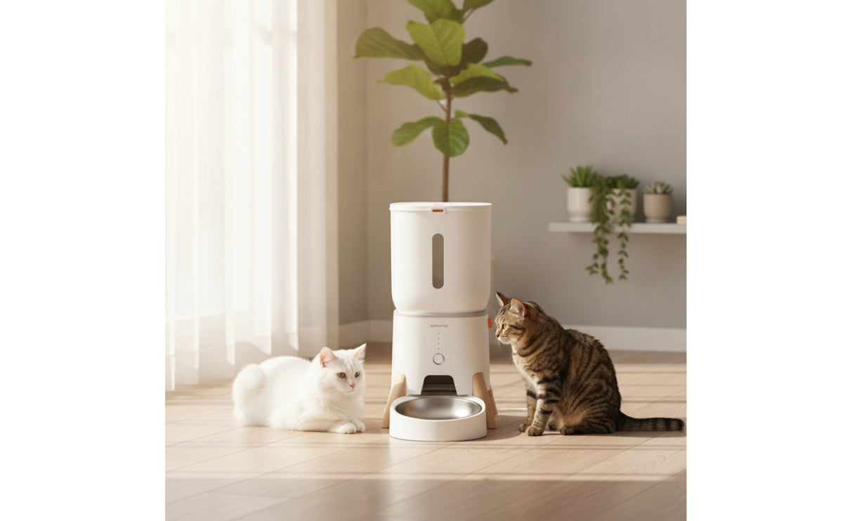 Programmable Smart Pet Feeder Timed Automatic Feeder with Stainless Steel Bowl Compact Food Dispenser Raised for Dogs